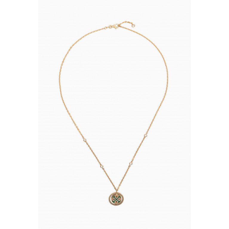 Damas - Lace Lustrous Malachite & Diamond Necklace in 18kt Yellow Gold