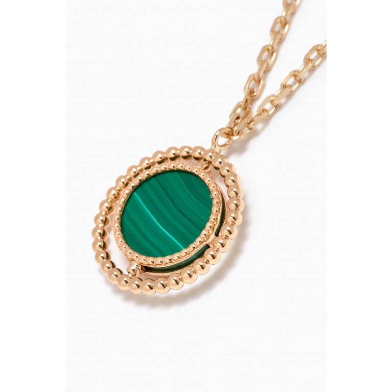 Damas - Lace Lustrous Malachite & Diamond Necklace in 18kt Yellow Gold