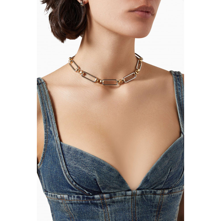 Laura Lombardi - Two Tone Stanza Necklace in 14kt Gold- & Platinum-plated Brass