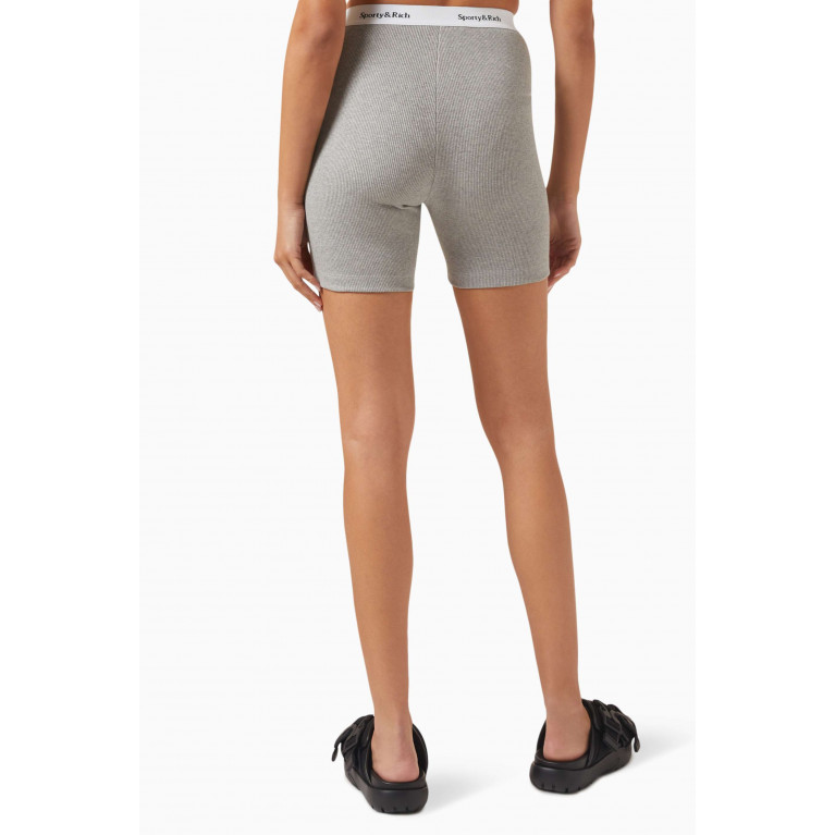 Sporty & Rich - Serif Logo Biker Shorts in Cotton