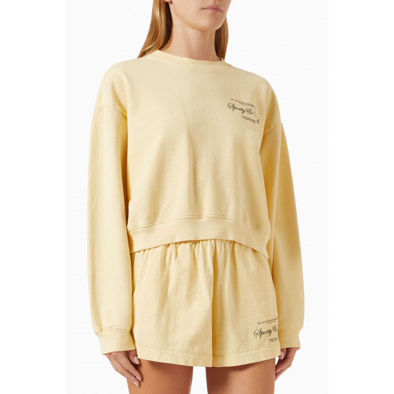 Sporty & Rich - Script Print Crop Sweatshirt in Cotton