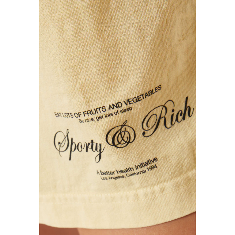 Sporty & Rich - Script Logo Disco Shorts in Cotton