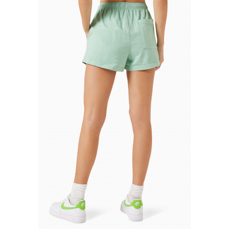 Sporty & Rich - Embroidered Italic Logo Disco Shorts in Cotton