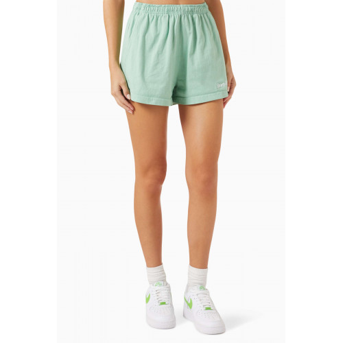 Sporty & Rich - Embroidered Italic Logo Disco Shorts in Cotton