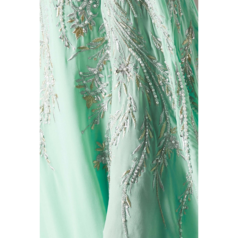 Vione - Amelia Embellished Kaftan in Silk-georgette Green
