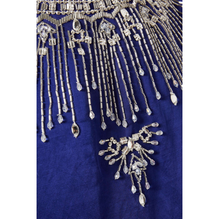 Vione - Jasmine Embellished Kaftan in Satin-blend Blue