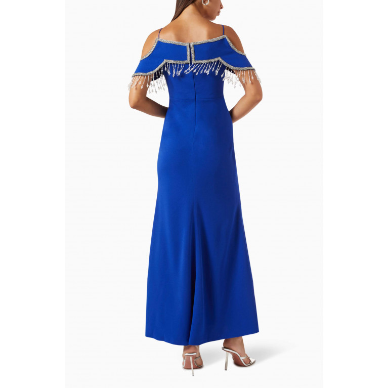 Vione - Samantha Embellished Gown in Crepe Blue