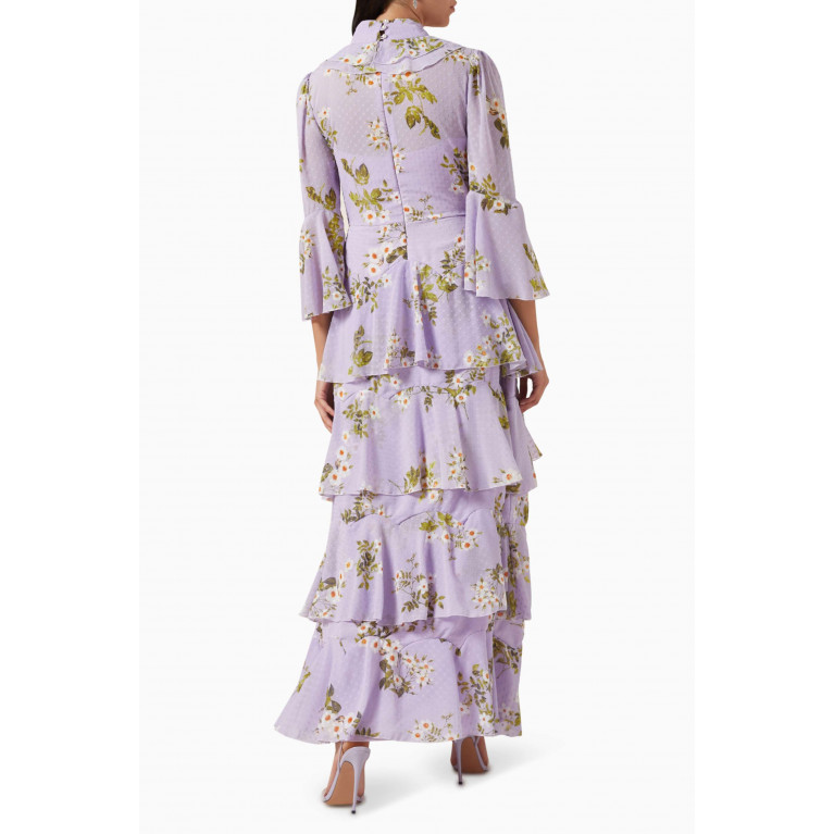 Love by Aanchal - Ruffled Floral-print Maxi Dress in Georgette