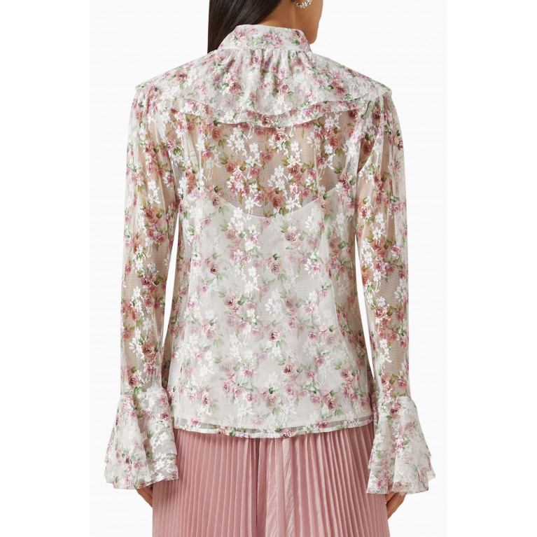 Love by Aanchal - Floral-print Sheer Top in French Tulle
