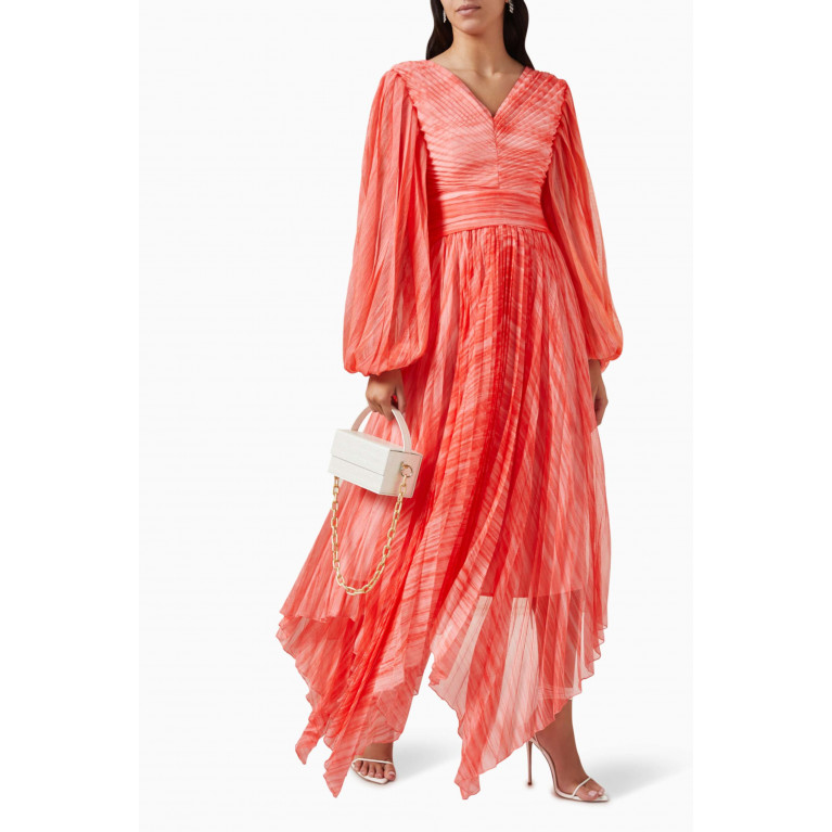 Love by Aanchal - Pleated Maxi Dress in Silk-chiffon & Linen-blend