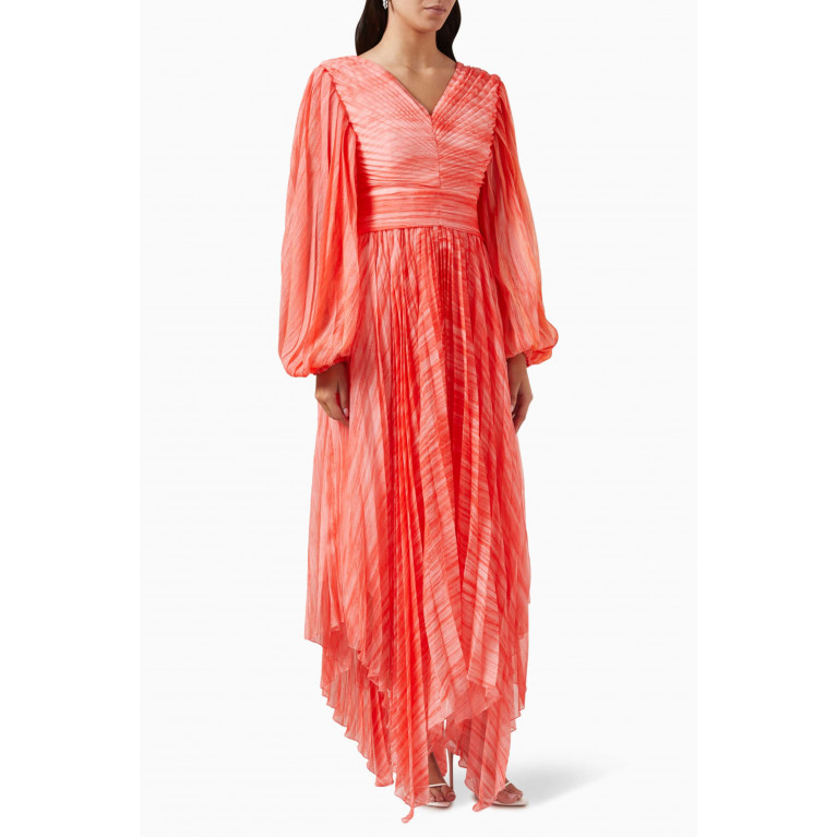 Love by Aanchal - Pleated Maxi Dress in Silk-chiffon & Linen-blend
