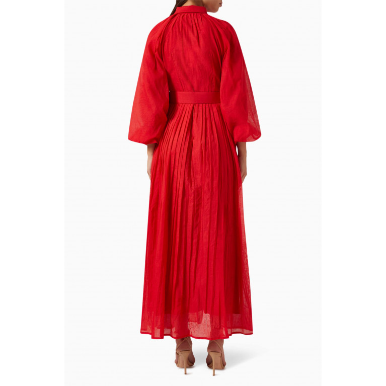 Love by Aanchal - Pleated Maxi Dress in Silk-linen Blend