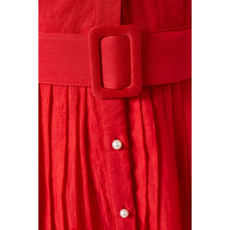 Love by Aanchal - Pleated Maxi Dress in Silk-linen Blend