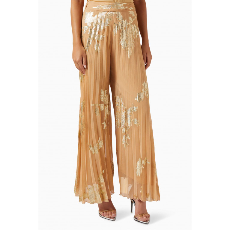 Love by Aanchal - Two-piece Pleated Top & Pants Set in Metallic-chiffon