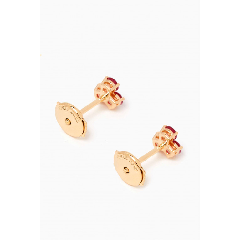 Fergus James - Ruby Cluster Stud Earrings in 18kt Gold