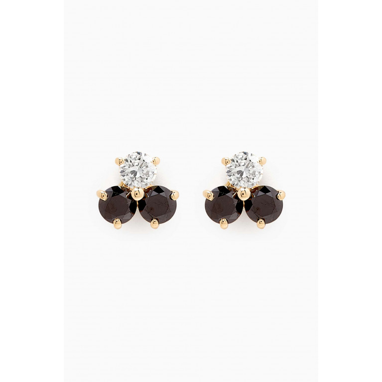 Fergus James - Black Diamond Cluster Stud Earrings in 18kt Gold