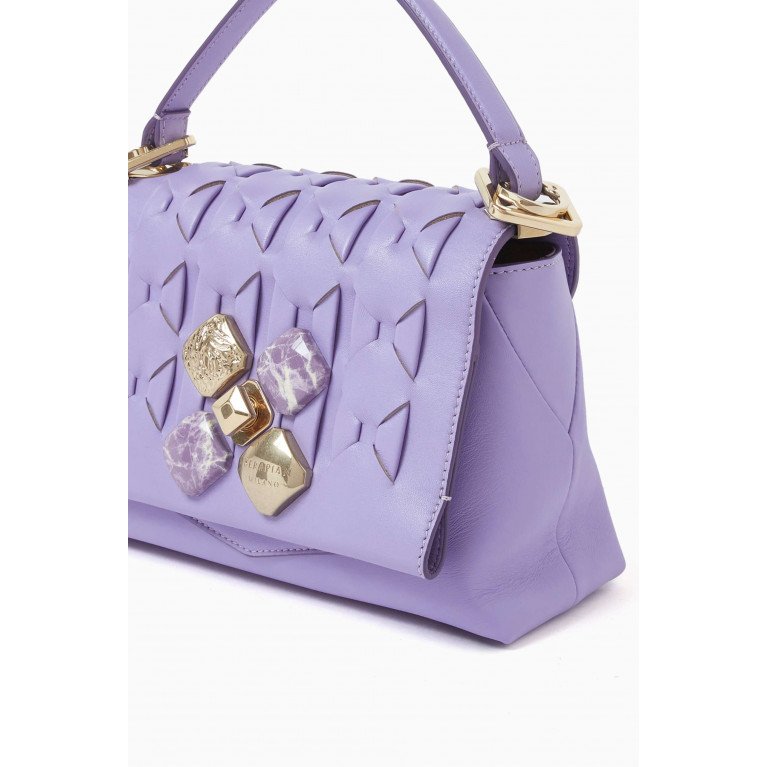 Serapian - Small 1928 Bag in Mosaico Leather Purple
