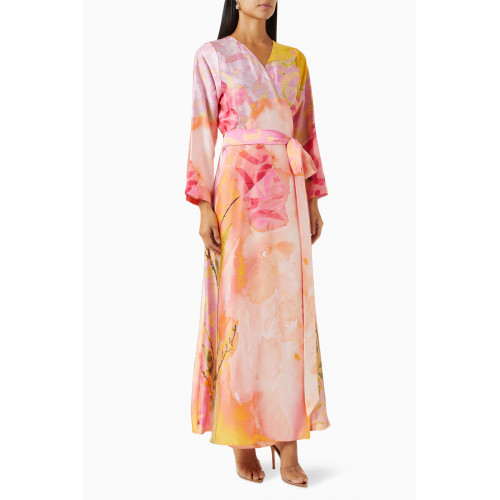 Feryal Al Bastaki - Printed Maxi Wrap Dress in Silk-chiffon