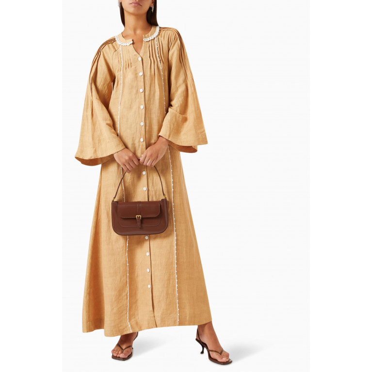 SWGT - Collared Button-down Dress in Linen-blend