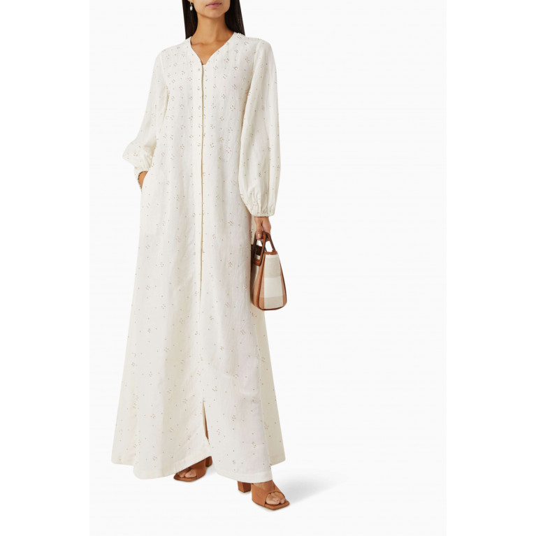 SWGT - Bead-embellished Dress in Linen-blend