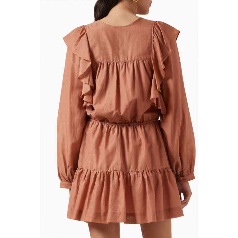 Magali Pascal - Francine Ruffled Mini Dress in Cotton-silk Dobby
