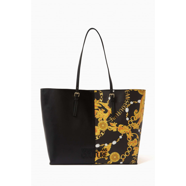 Versace Jeans Couture - Medium Rock-cut Tote Bag in Chain Couture-print Faux Leather