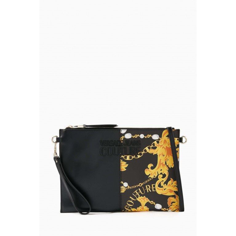Versace Jeans Couture - Medium Rockcut Chain Clutch in Faux Leather