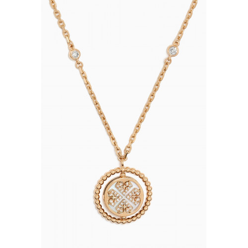 Damas - Lace Lustrous Mother of Pearl & Diamond Necklace in 18kt Yellow Gold