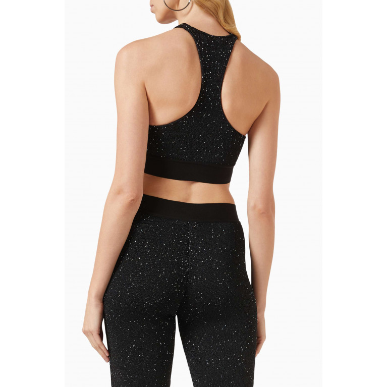 Palm Angels - Soiree Logo Glitter Top in Stretch-knit