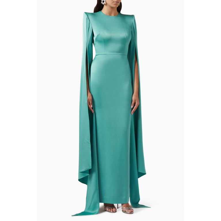 Alex Perry - Bennett Cape-sleeve Maxi Dress in Satin-crepe