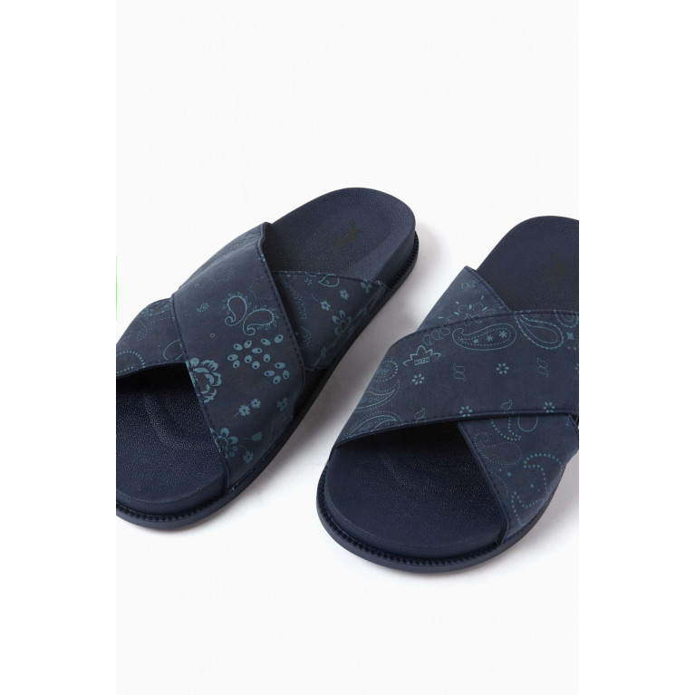 Kith - Paisley Crossover Slides Blue