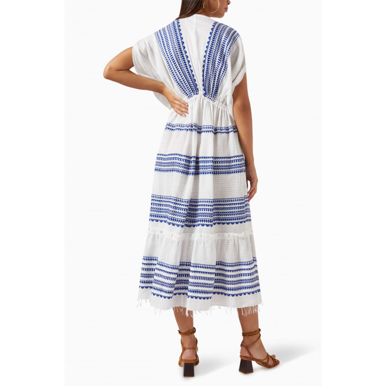 LemLem - Yani Plunge-neck Midi Dress in Cotton