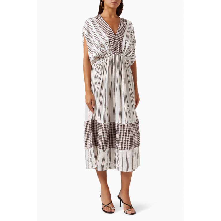 LemLem - Tigist Plunge-neck Midi Dress in Cotton