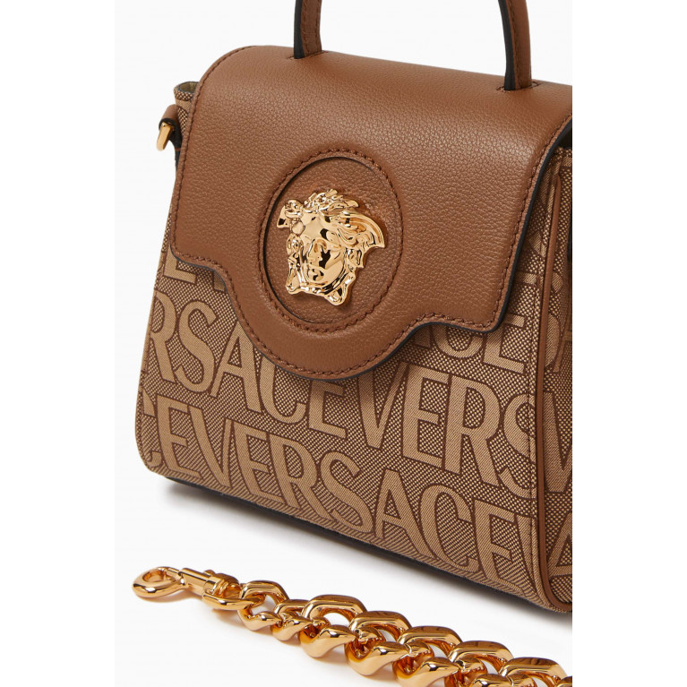 Versace - La Medusa Small Handbag in Leather & Jacquard