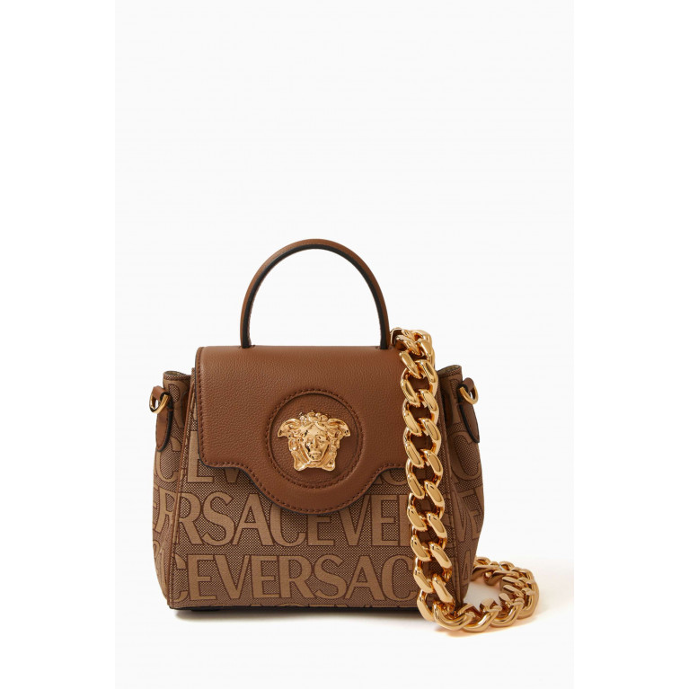 Versace - La Medusa Small Handbag in Leather & Jacquard