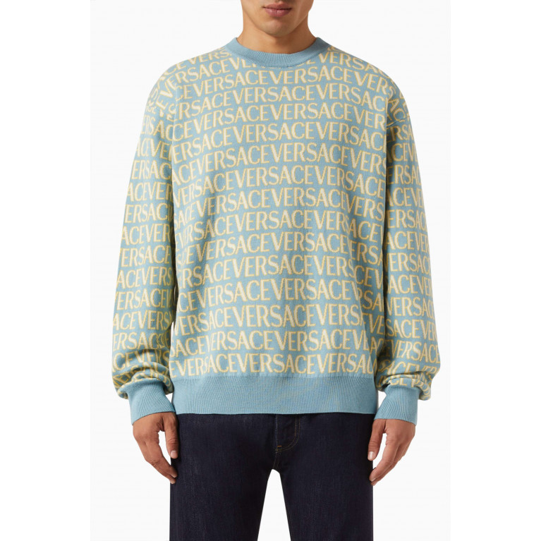 Versace - Allover Logo Sweater in Cotton Knit