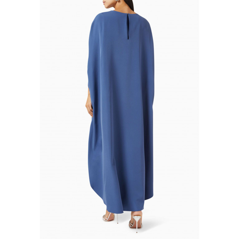 BYK by Beyanki - Embellished Cape Dress in Stretch-crepe Blue