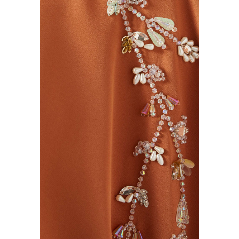 BYK by Beyanki - Embellished Cape Dress in Stretch-crepe Orange