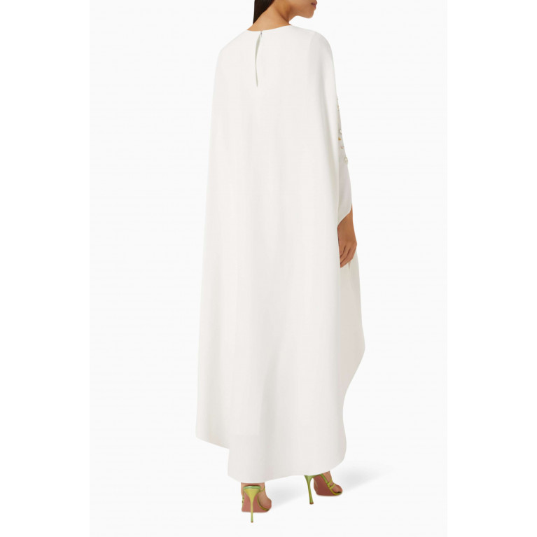 BYK by Beyanki - Embellished Cape Dress in Stretch-crepe White