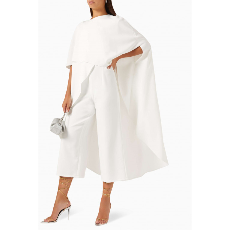 BYK by Beyanki - Asymmetric Cape & Jumpsuit Set in Stretch-cape White
