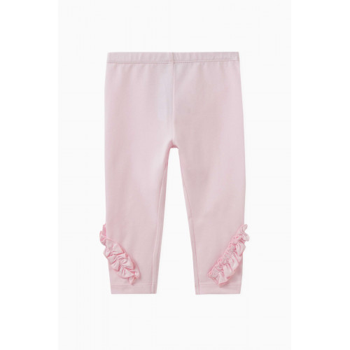 Monnalisa - Ruffled Detail Leggings in Cotton Stretch Pink