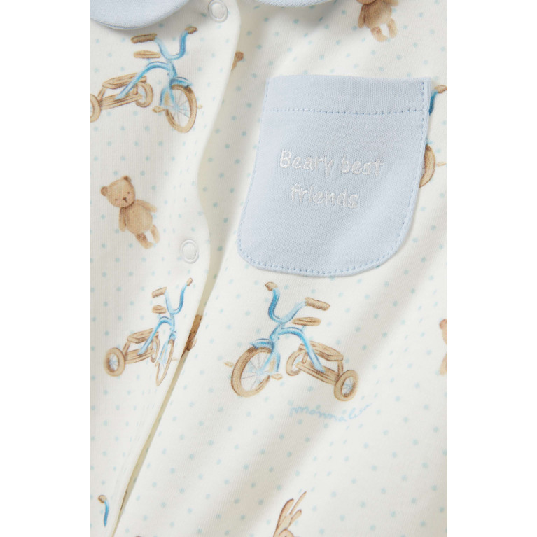 Monnalisa - Teddy-print Sleepsuit in Cotton