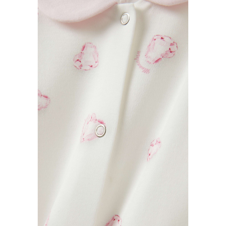 Monnalisa - Diamond-print Sleepsuit in Cotton