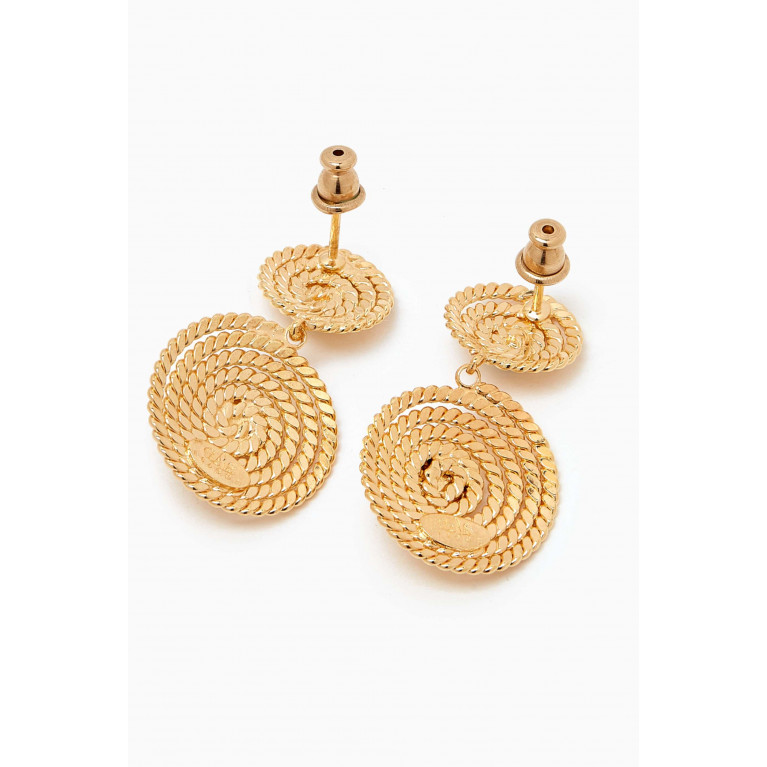 Gas Bijoux - Onde Lucky Drop Earrings with Mini Cabachon in 24kt Gold-plated Metal