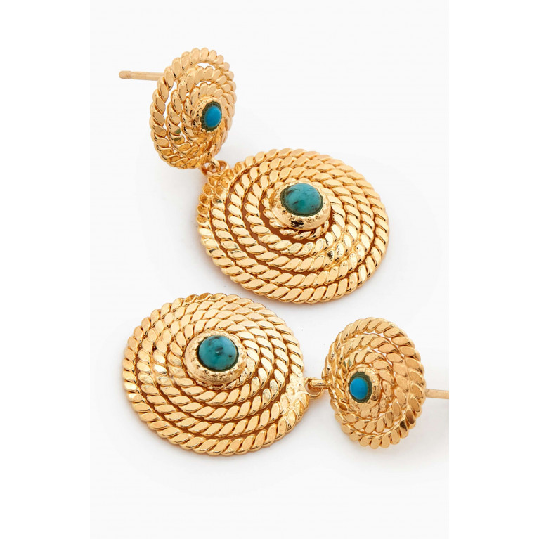 Gas Bijoux - Onde Lucky Drop Earrings with Mini Cabachon in 24kt Gold-plated Metal