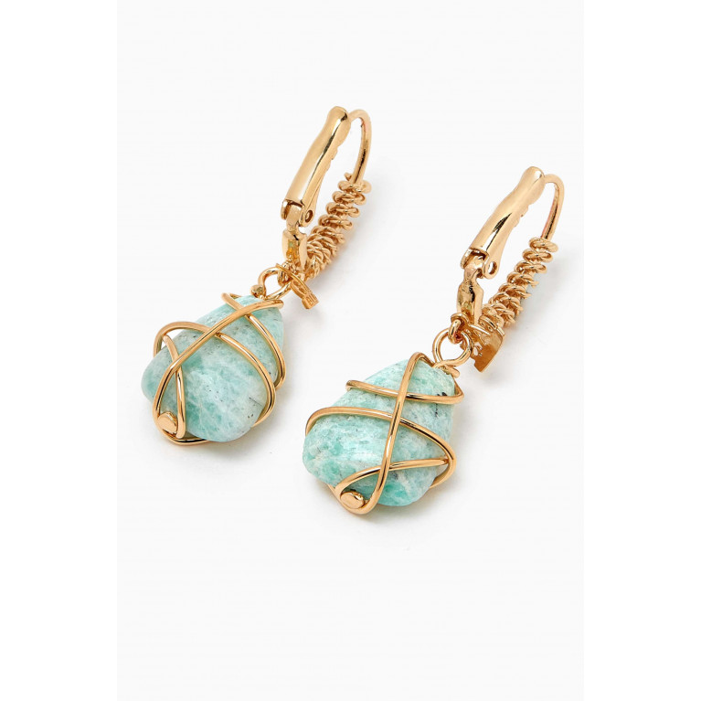 Gas Bijoux - Tao Rainbow Amazonite Earrings in Gold-plated Metal Blue