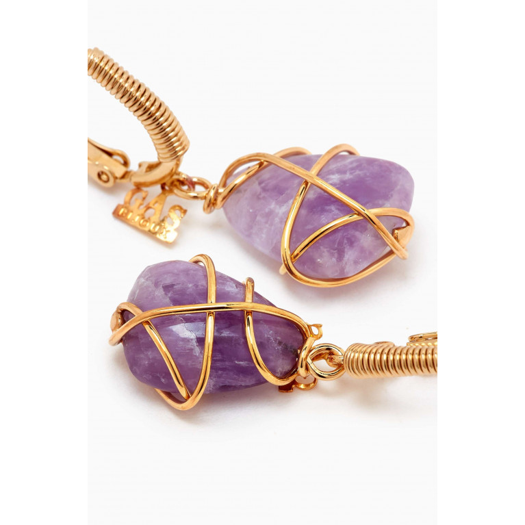 Gas Bijoux - Tao Rainbow Amethyst Earrings in Gold-plated Metal Purple