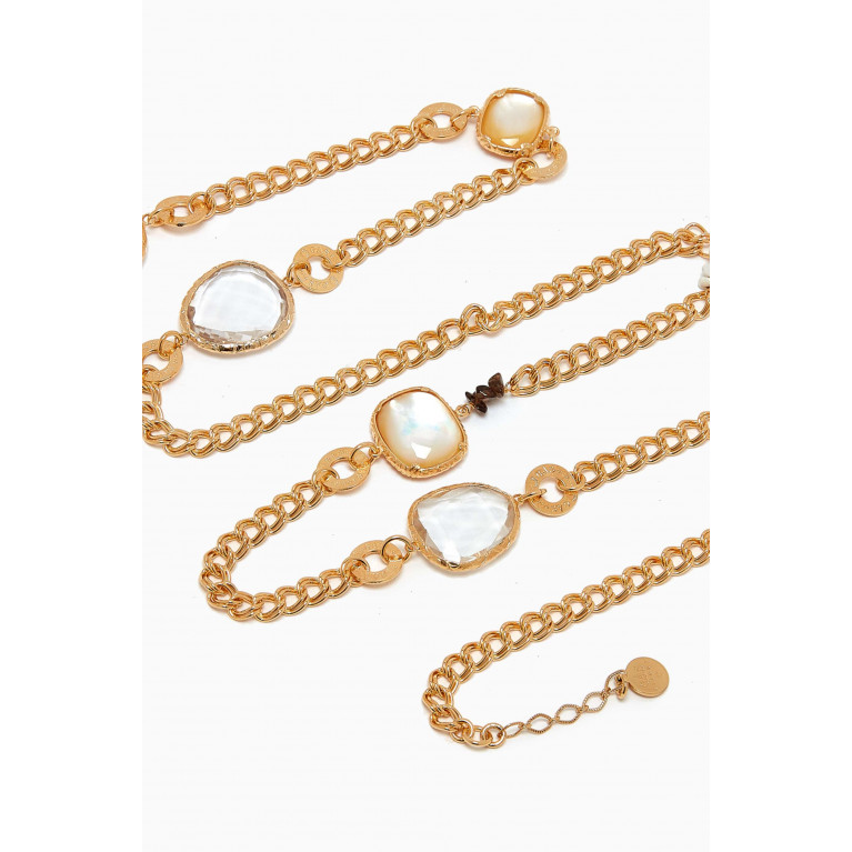 Gas Bijoux - Silene Mother of Pearl Long Necklace in 24kt Gold-plated Metal