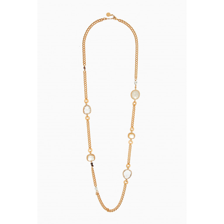Gas Bijoux - Silene Mother of Pearl Long Necklace in 24kt Gold-plated Metal