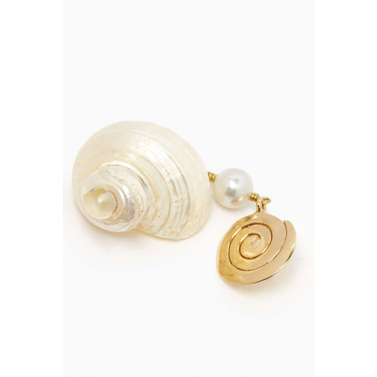 Luiny - Spiral Caracol Single Earring in Brass